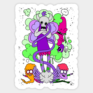 cute monster and a friends Sticker